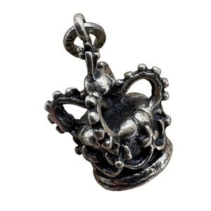 Vintage‎ Beau Sterling Silver Crown Charm 3D Imperial Royal Pendant 2.85g